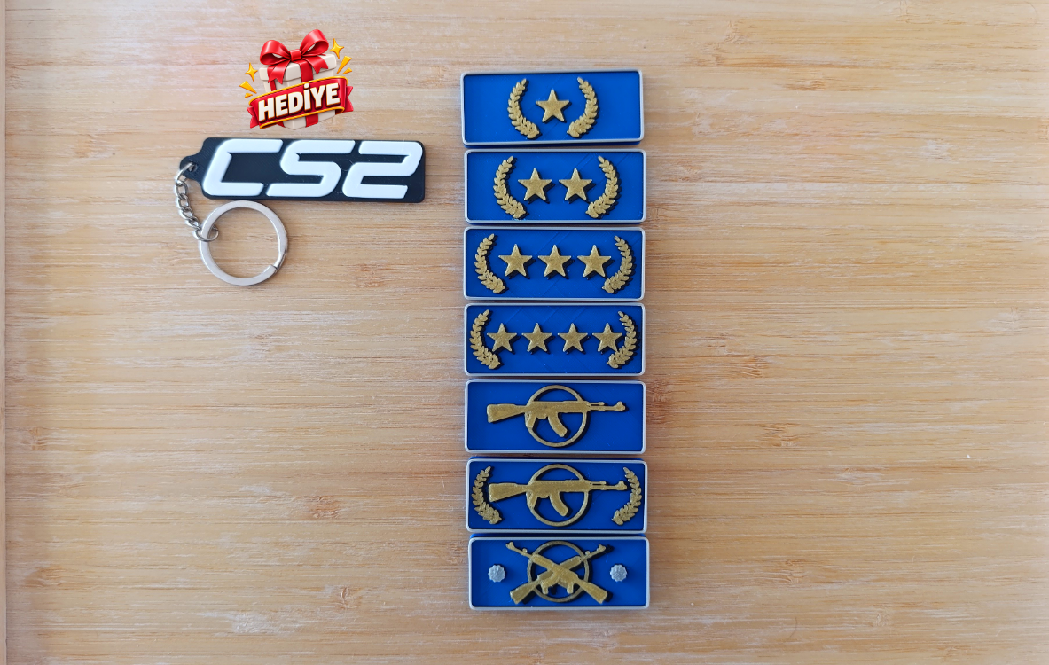 CS2 Rütbe Magnet Seti - CS Anahtarlık Hediyeli