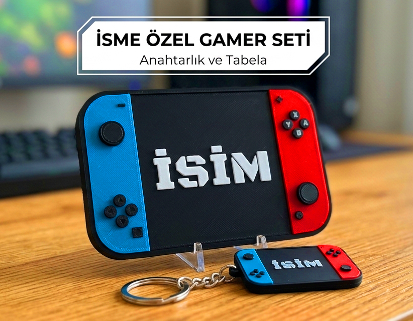 İsminize Özel Gamer Seti | Tabela + Anahtarlık
