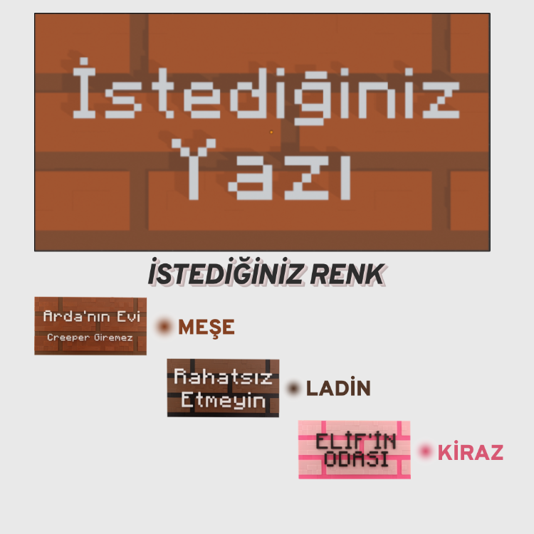 Kişiye Özel Piksel Tabela - İstediğiniz Yazi/Renk Seçeneği