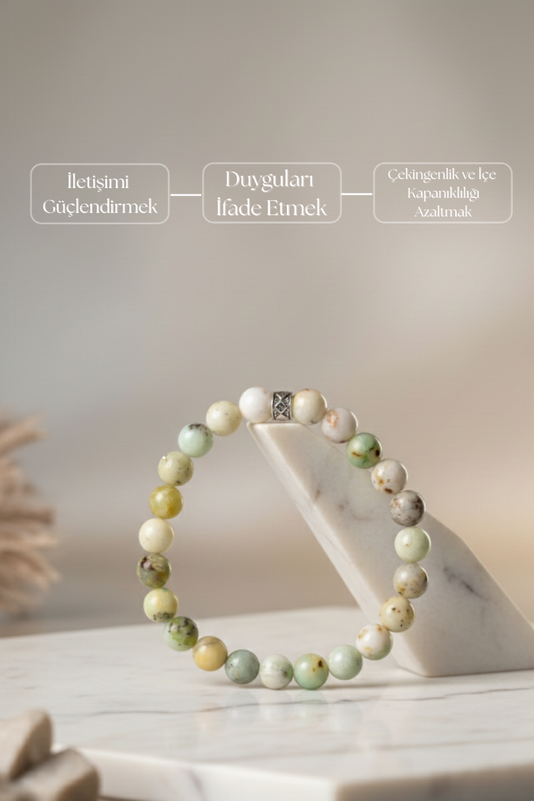 Doğal Krizokol Taşı Bileklik – Iletişim ve Duygusal Denge Bilekliği 8mm