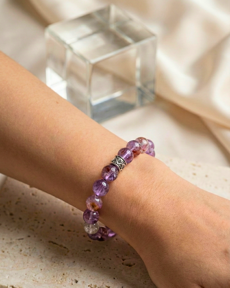 Süper Seven Doğal Taş Bileklik – Çoklu Mineral Kristal Unisex