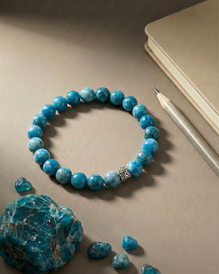 Apatit Doğal Taş Bileklik Motivasyon ve Odak Bilekliği 8mm Unisex 