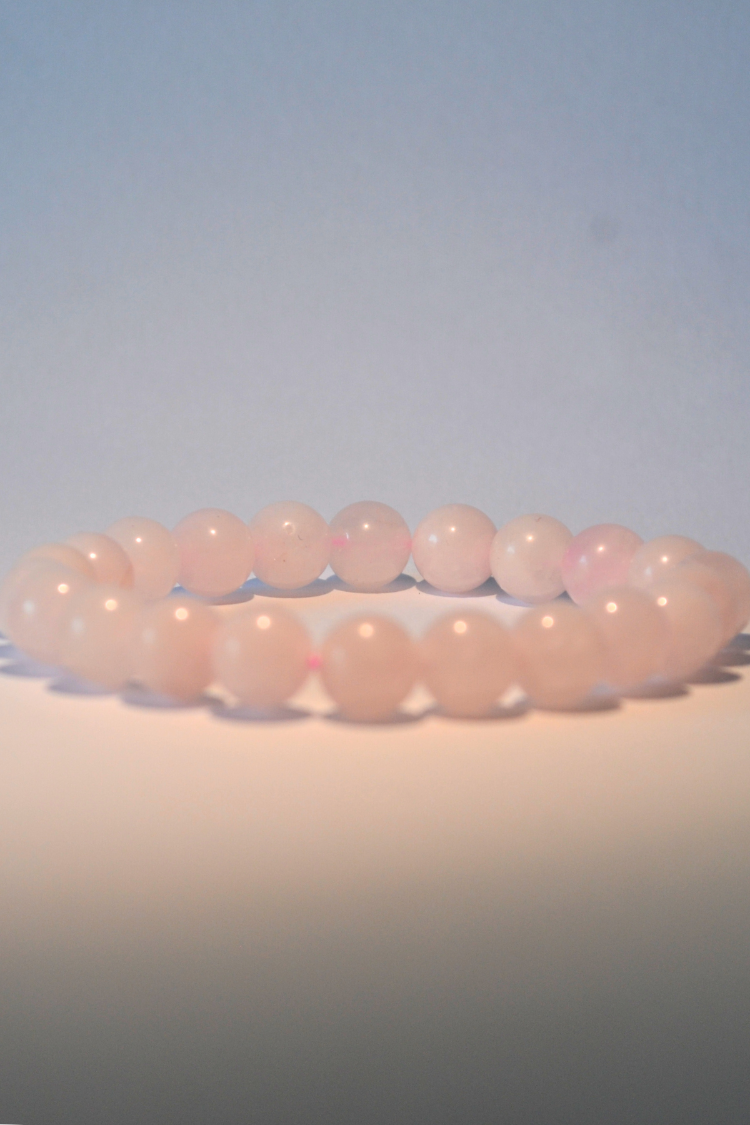Pembe Kuvars Bileklik Doğaltaş 8mm Sevgi Taşı