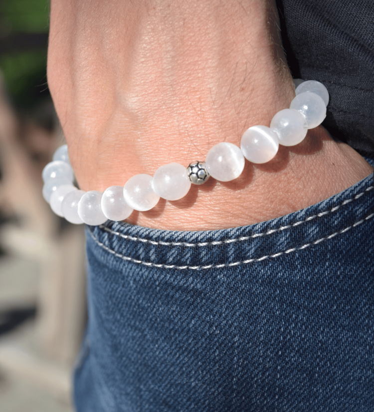 Selenit Bileklik %100 Doğal Taş 1. Kalite 8mm