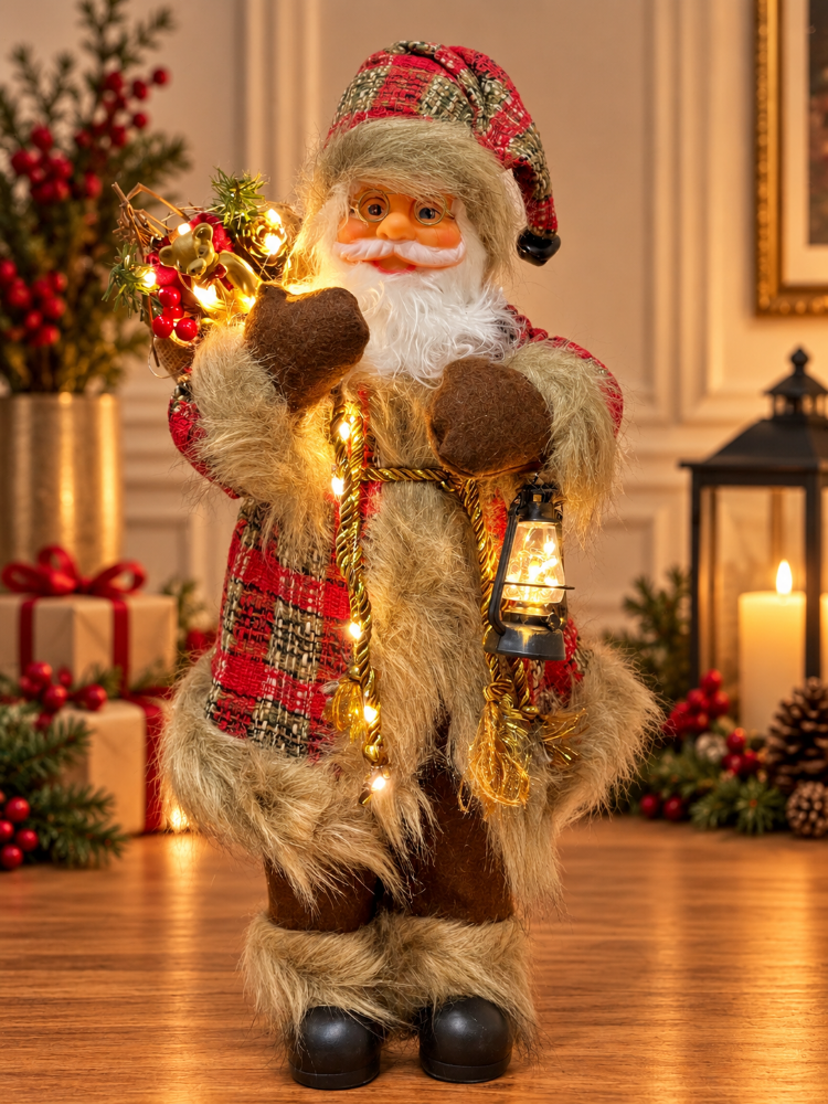 Sıcak Işıklı Dekoratif Noel Baba 45 cm
