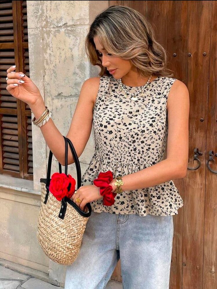 Fırfırlı Kolsuz Bluz – Sırtı Fiyonk Bağlamalı, Yazlık Süprem Kumaş Üst