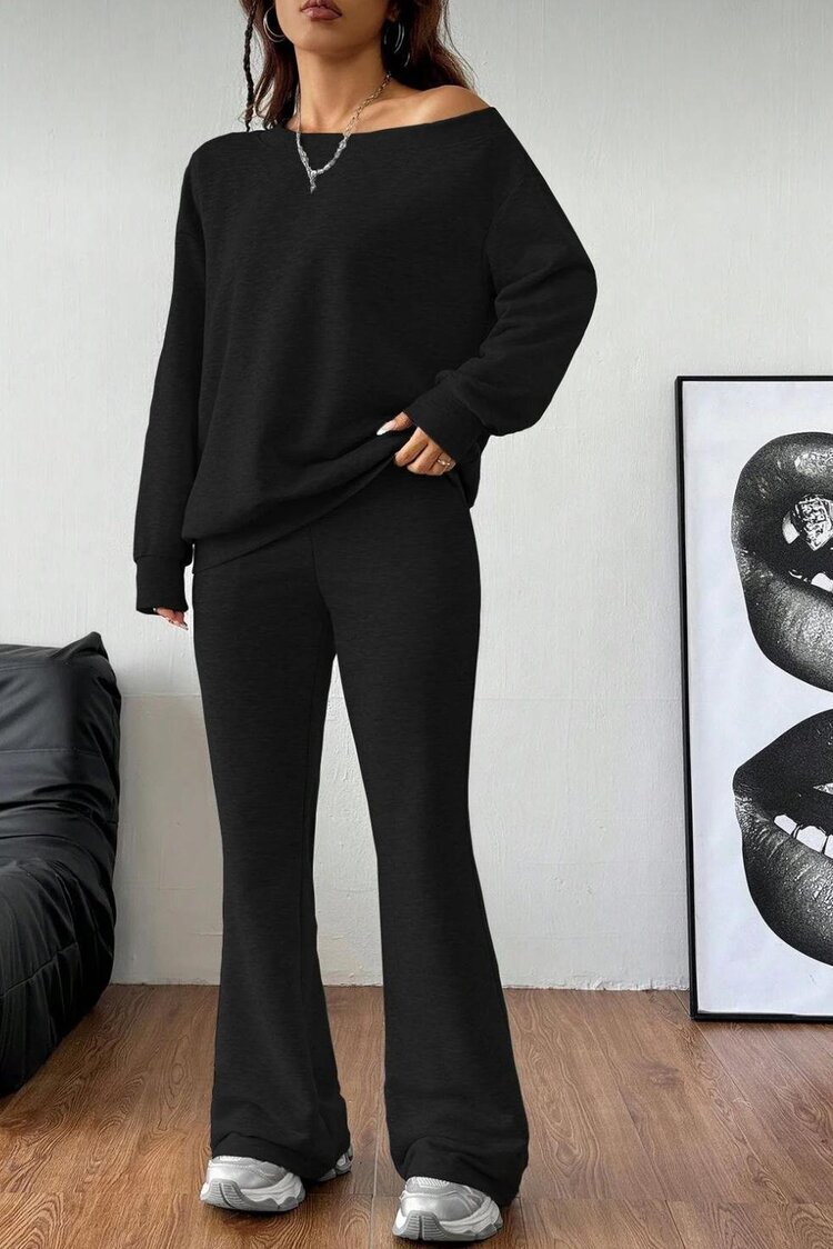 Kadın Rahat Fit Alt Üst Takım - Sweat  İspanyol Paça Eşofman, İki İplik Kumaş