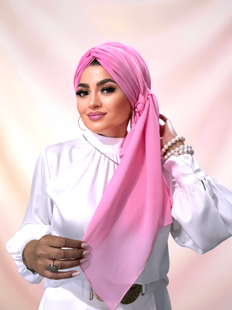 Şeker Pembe Dolgulu Düğüm Şallı Bone