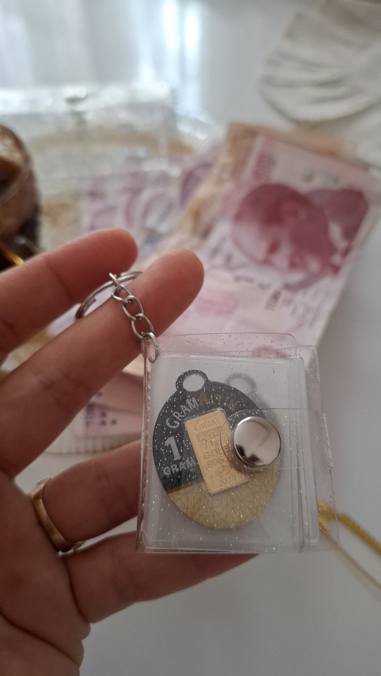 Çıtçıtlı Mini Parıltılı Altın cüzdanı