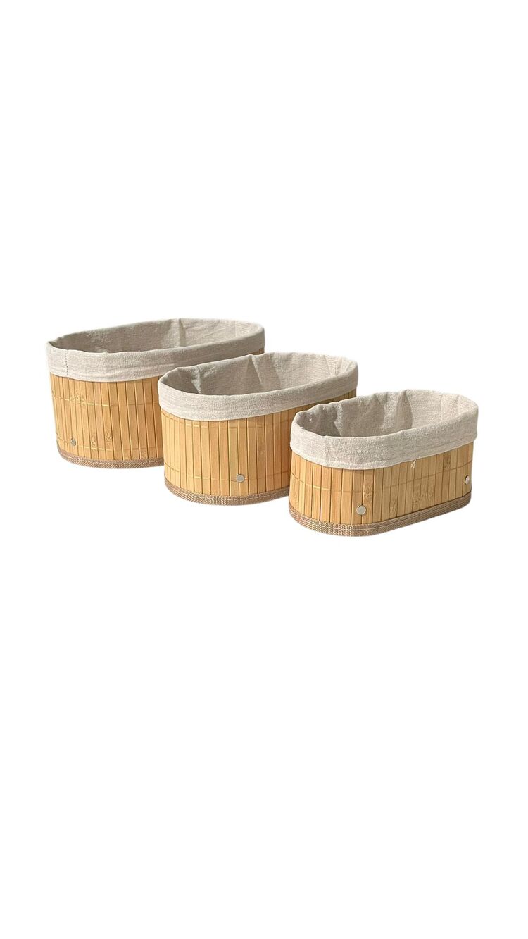 3'LÜ OVAL BAMBU SEPET
