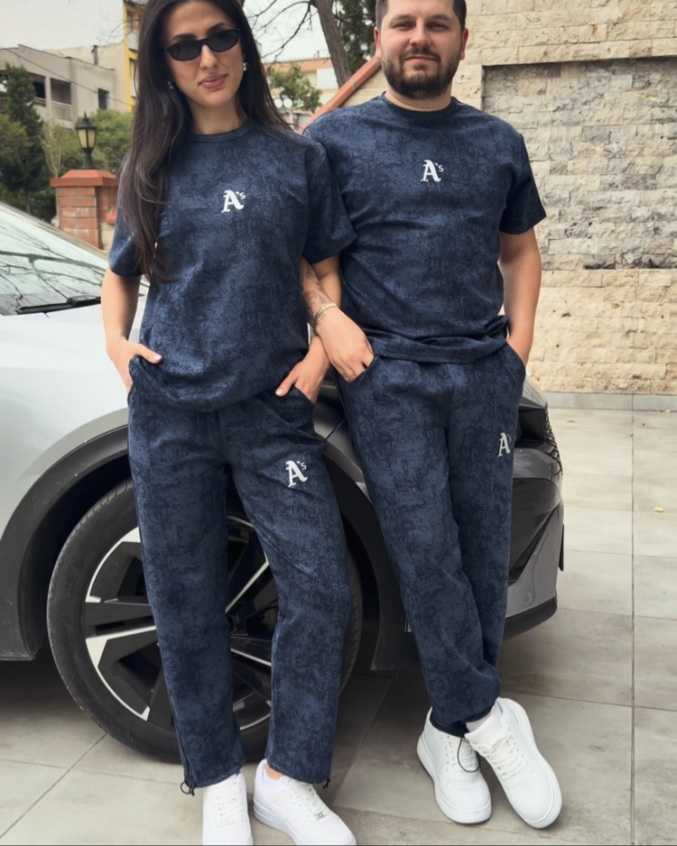 BATİK LACİVER AS BASKI EŞ KOMBİNİ