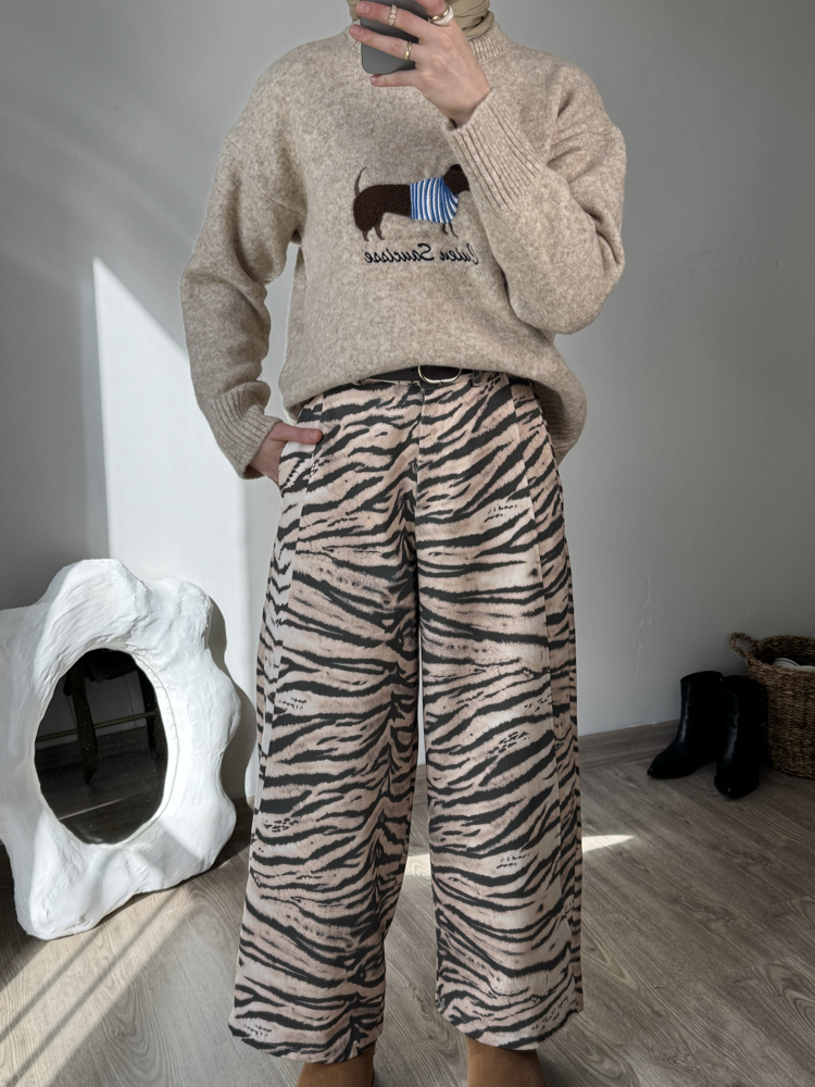 Zebra gabardin barel pantalon