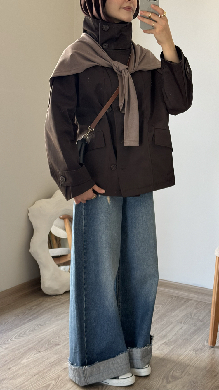 Dik Yaka Parka / Kahve 