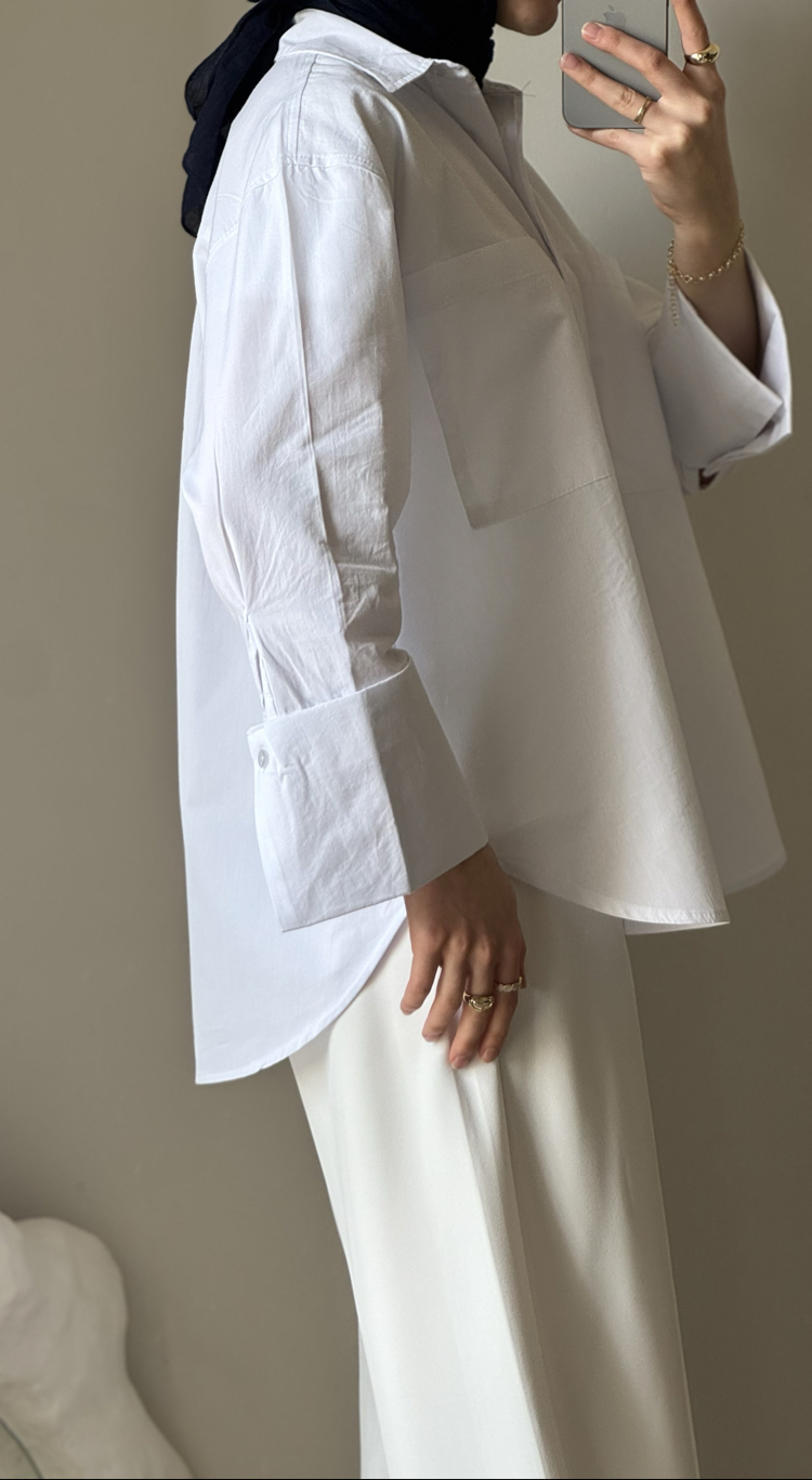 Oversize poplin gömlek / beyaz