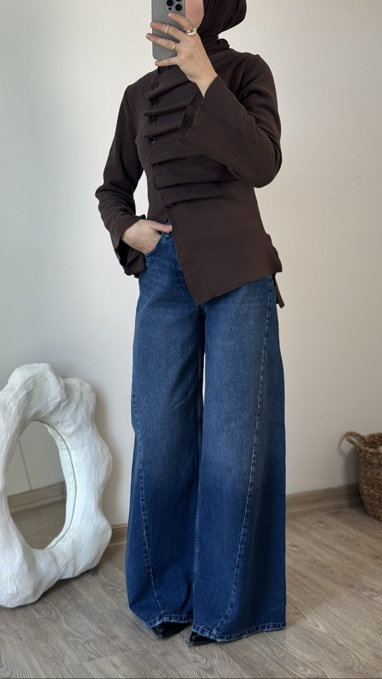 Pinterest drapeli hırka / acı kahve