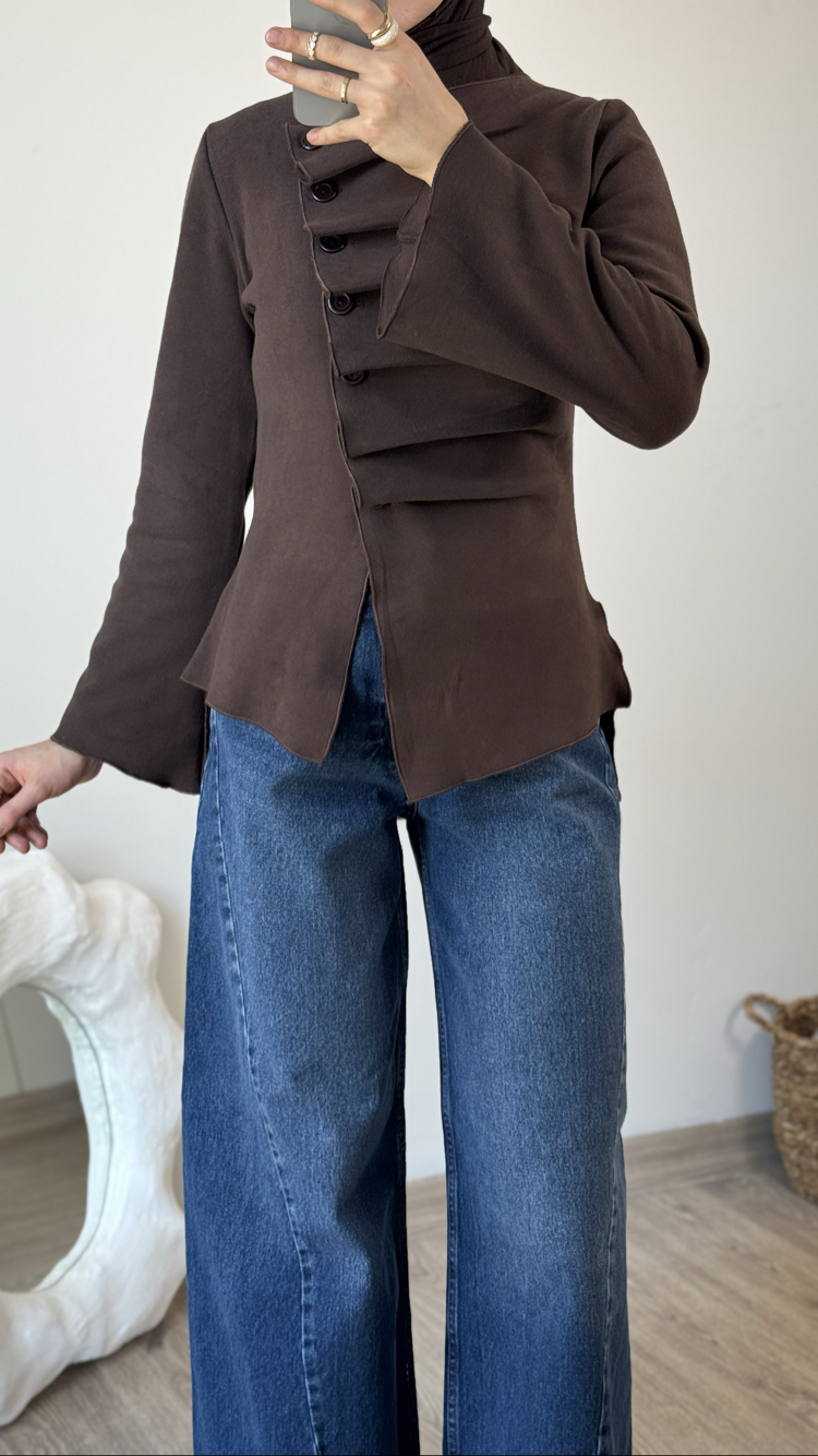 Pinterest drapeli hırka / acı kahve
