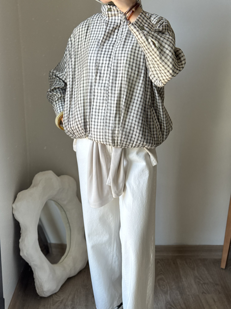 Kareli bomber ceket / yeşil