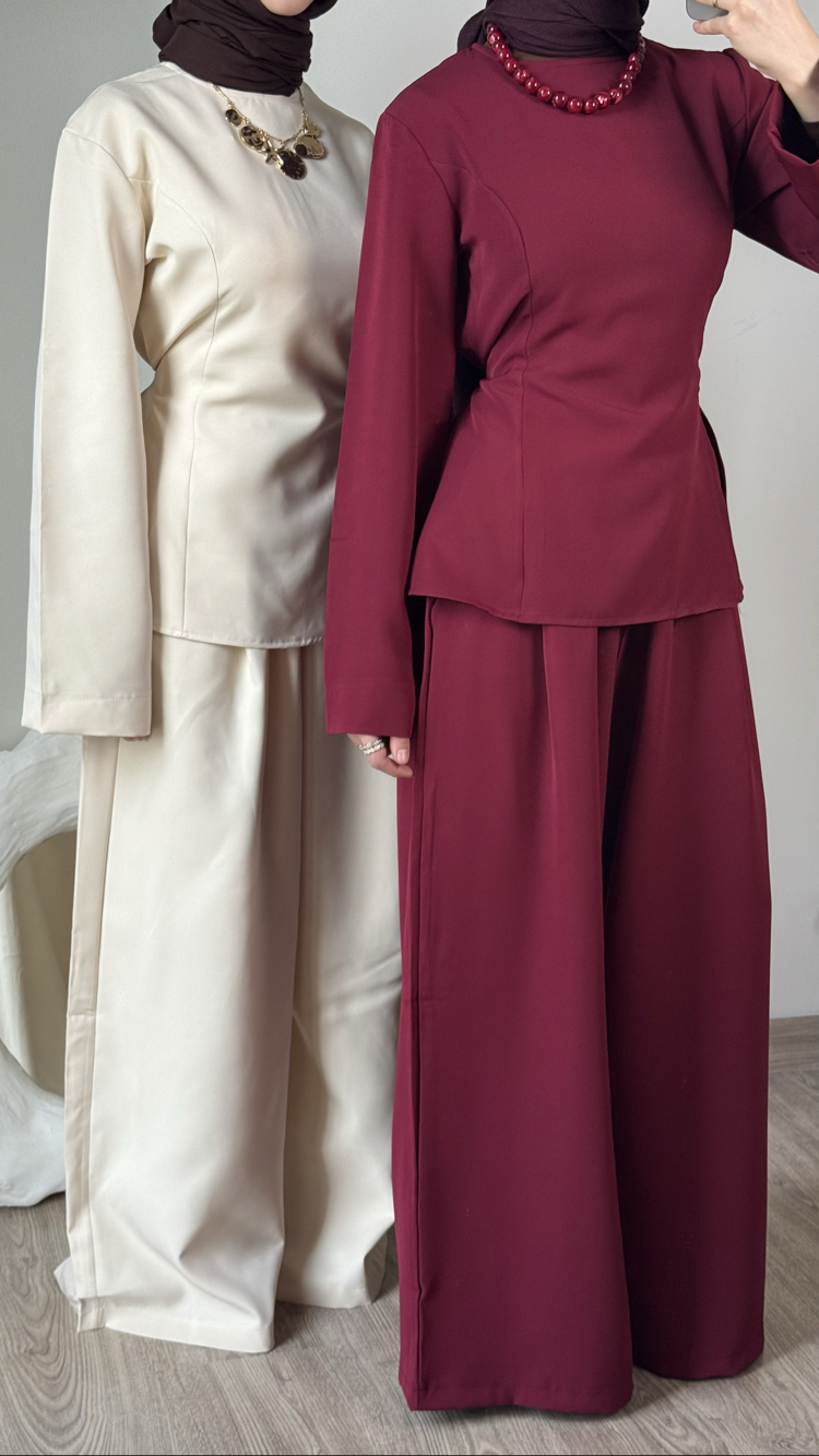 Pinterest yırtmaçlı takım / bordo
