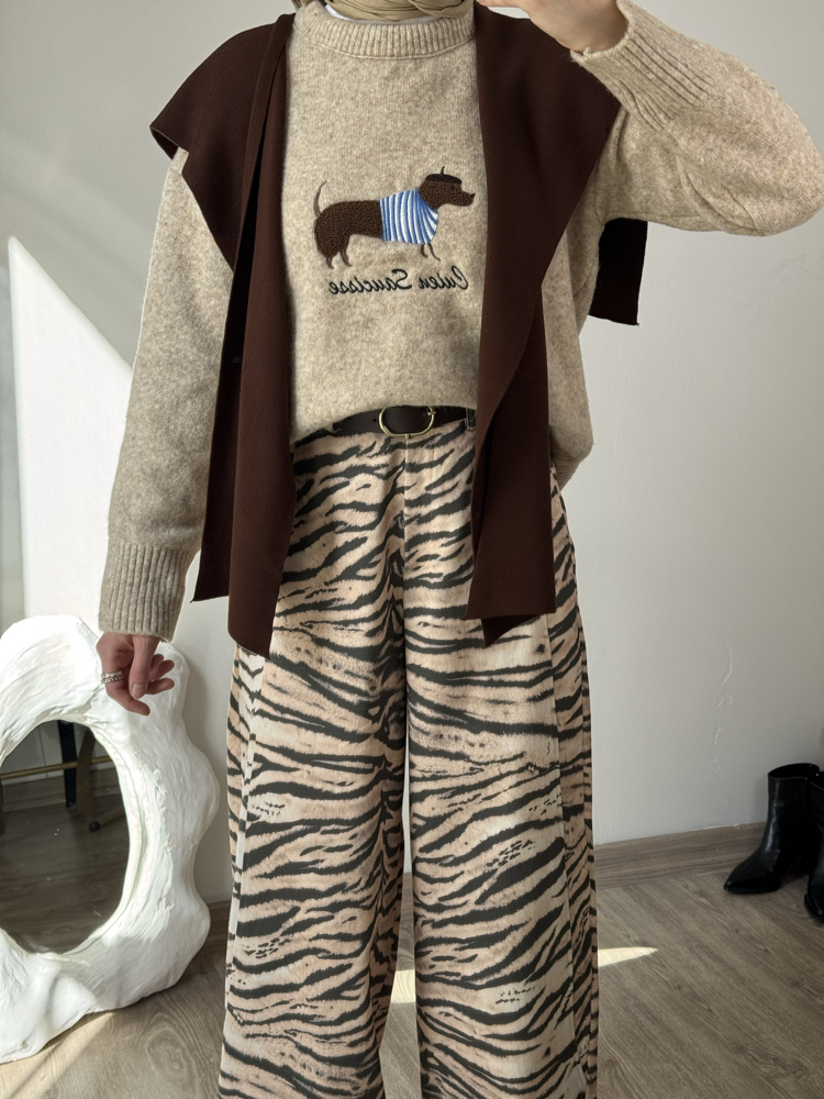 Zebra gabardin barel pantalon