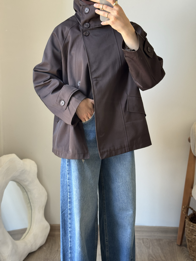 Dik Yaka Parka / Kahve 