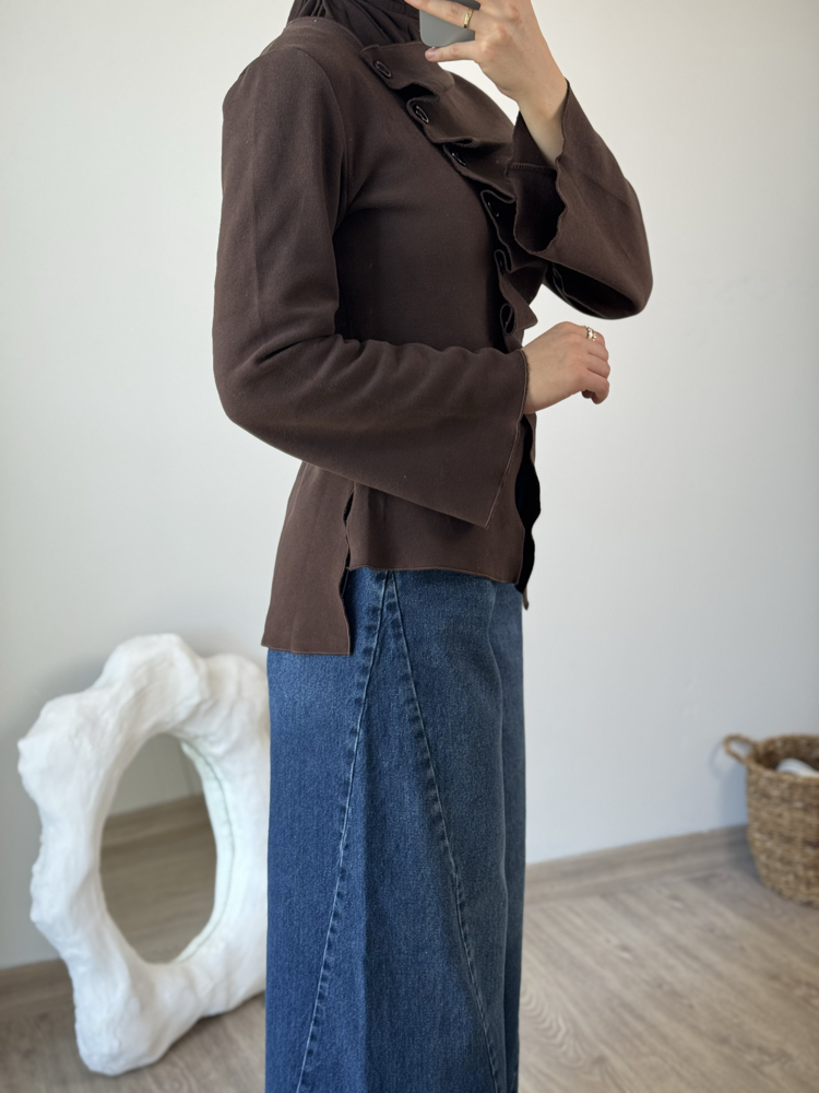 Pinterest drapeli hırka / acı kahve