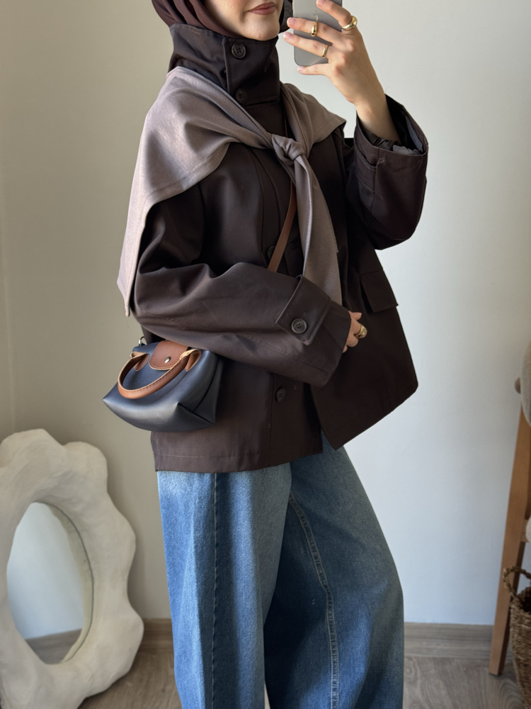 Dik Yaka Parka / Kahve 