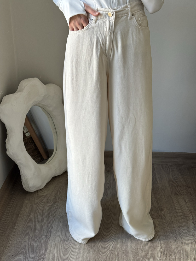 Tensel Kot Pantolon / krem 