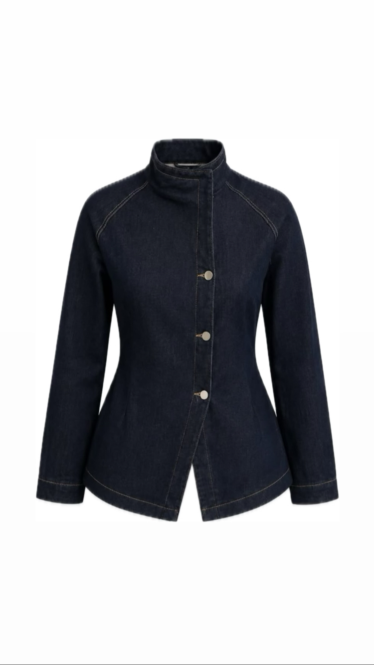 Belden oturmalı denim ceket