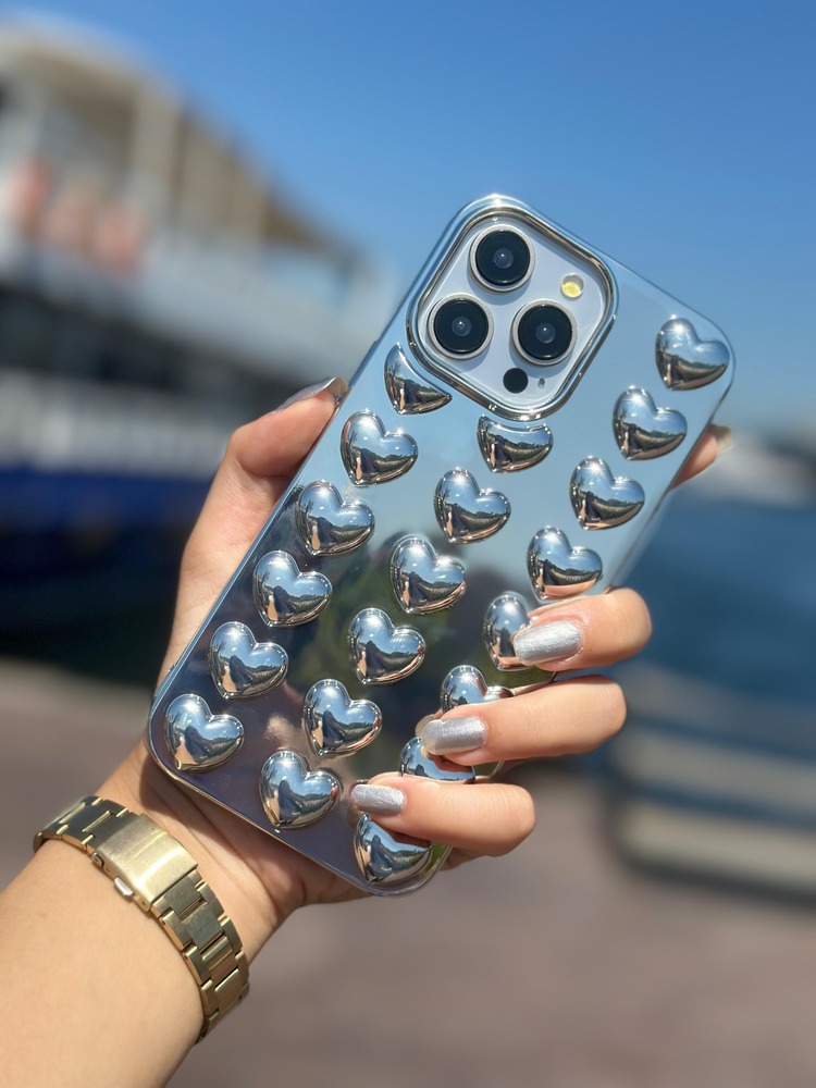 İPhone Kalpli Silver Case