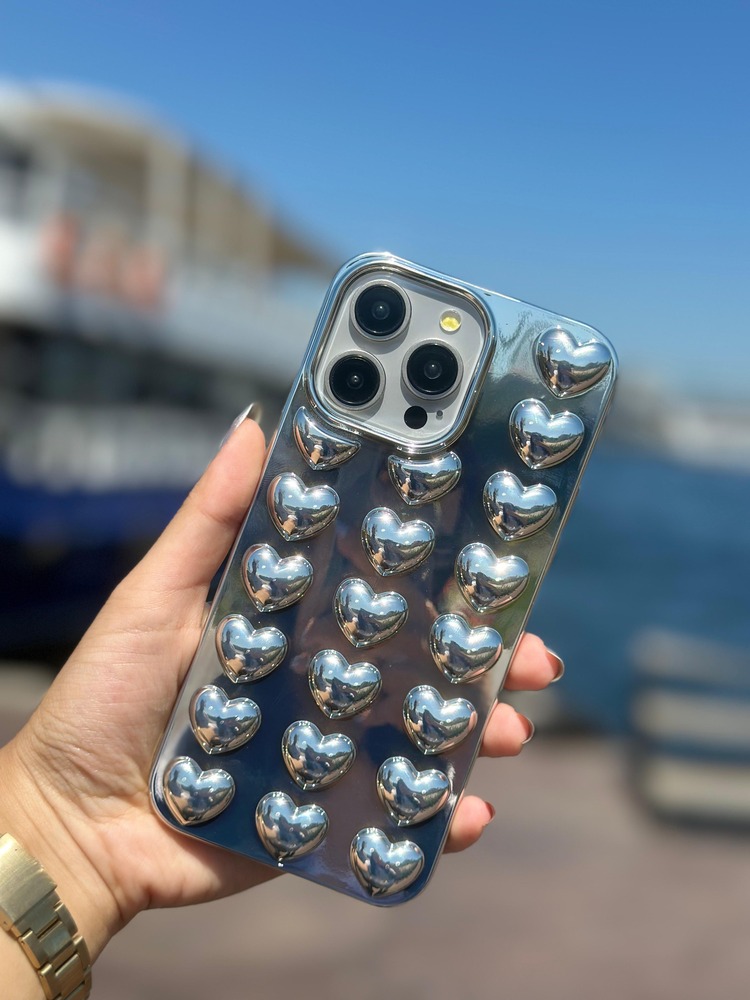 İPhone Kalpli Silver Case