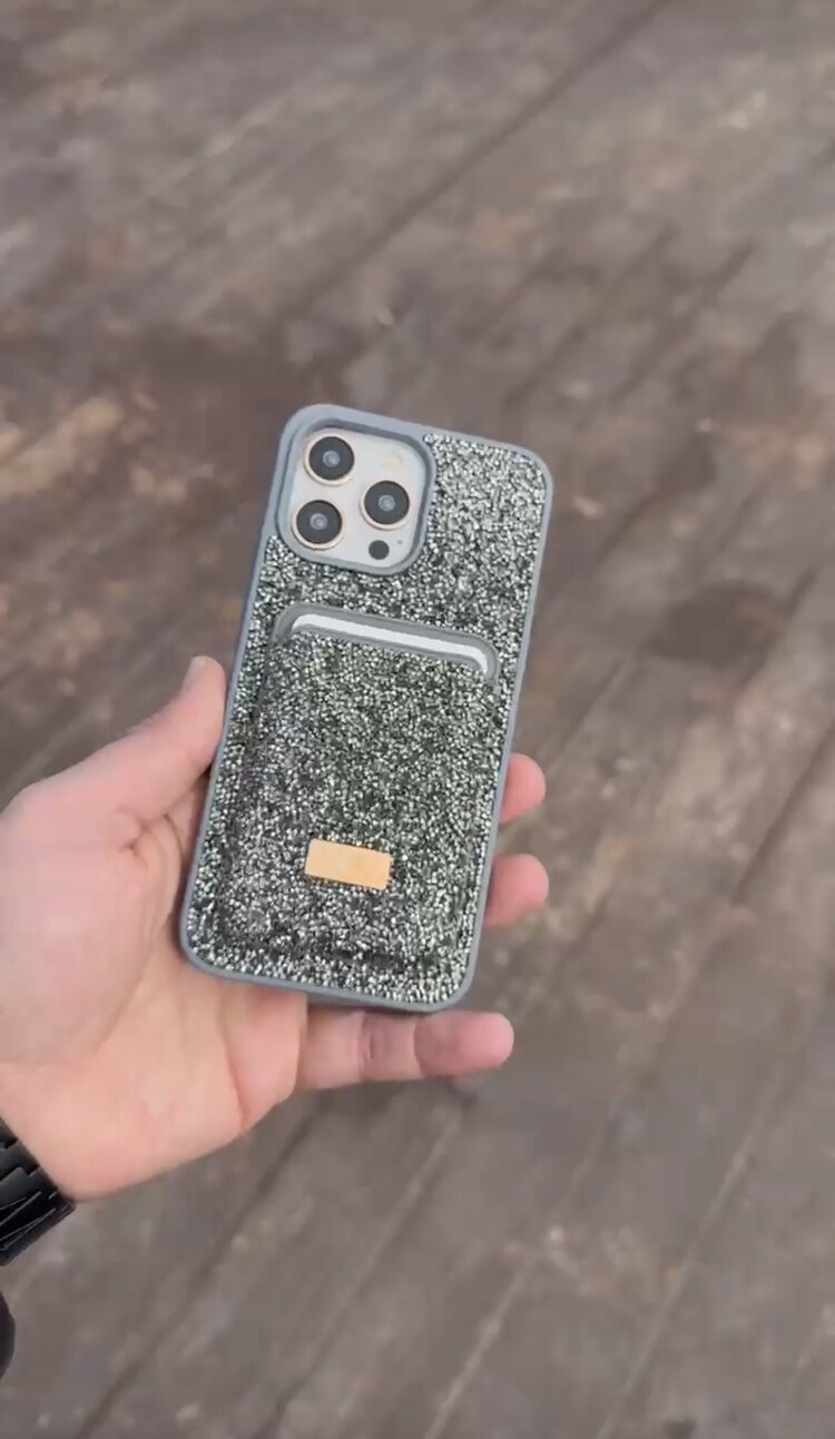 İPhone Swarovski Kılıf+Cüzdan Set