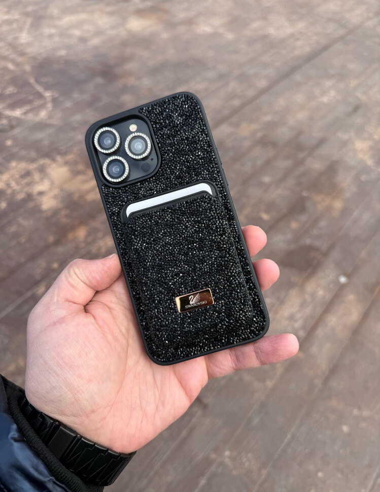İPhone Swarovski Kılıf+Cüzdan Set