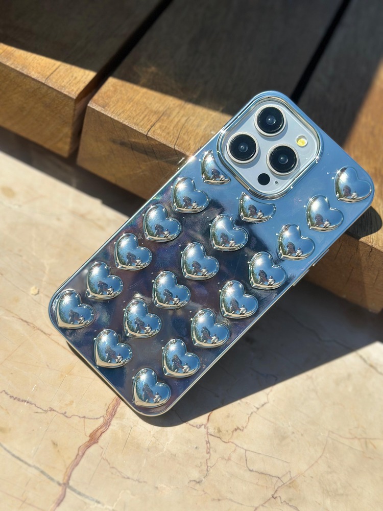 İPhone Kalpli Silver Case