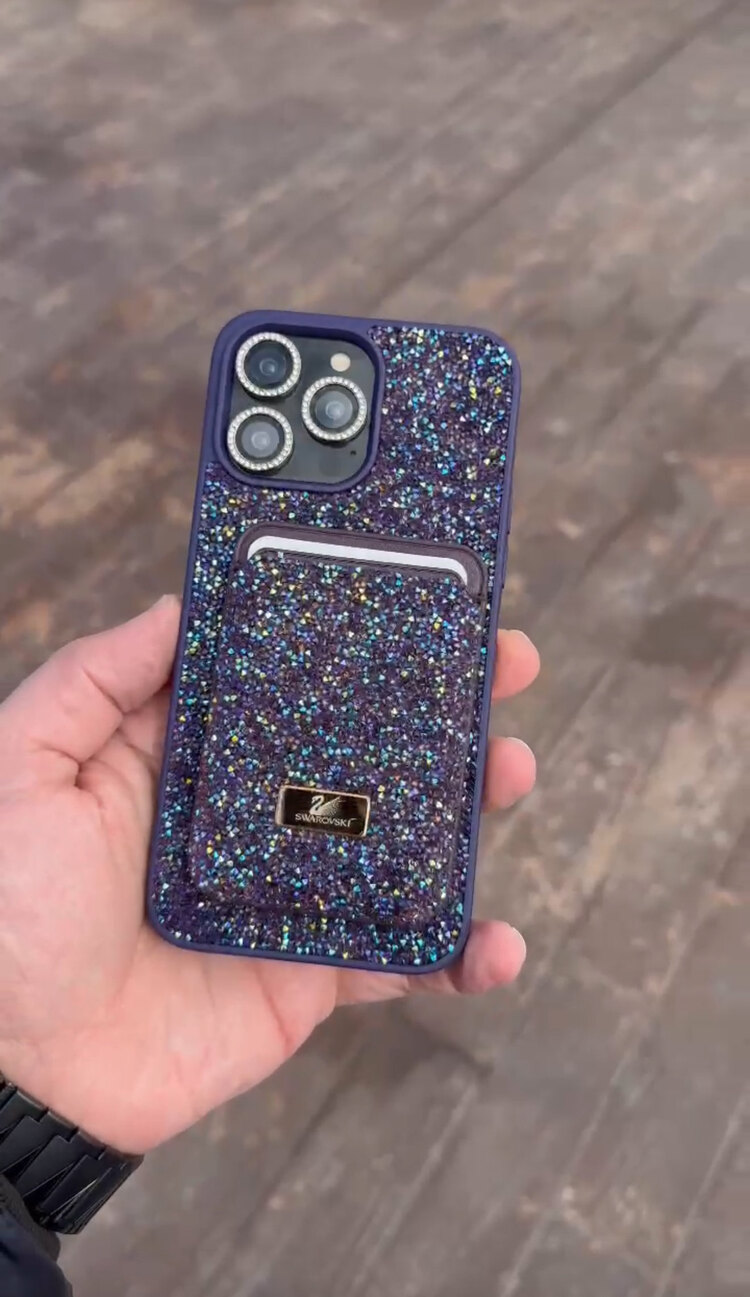 İPhone Swarovski Kılıf+Cüzdan Set