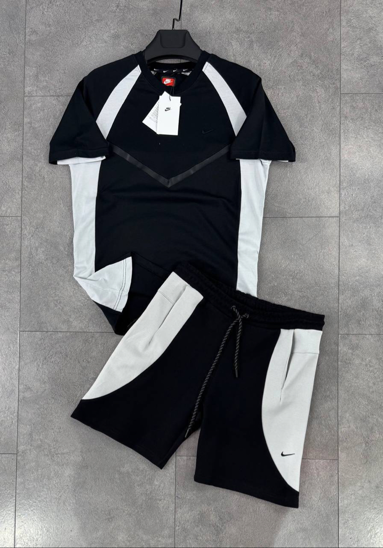 Nike Tech Şort Takım Siyah/Beyaz [NK-006]