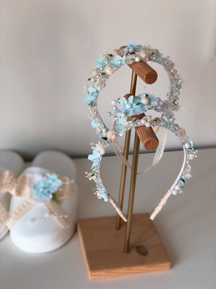 Mint yeşili-Kristal tek sıra Anne tacı