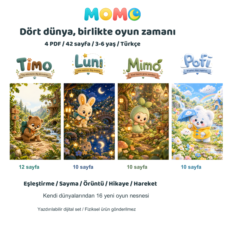 MOMO Dört Dünya | Premium 42 Sayfa PDF Etkinlik Paketi