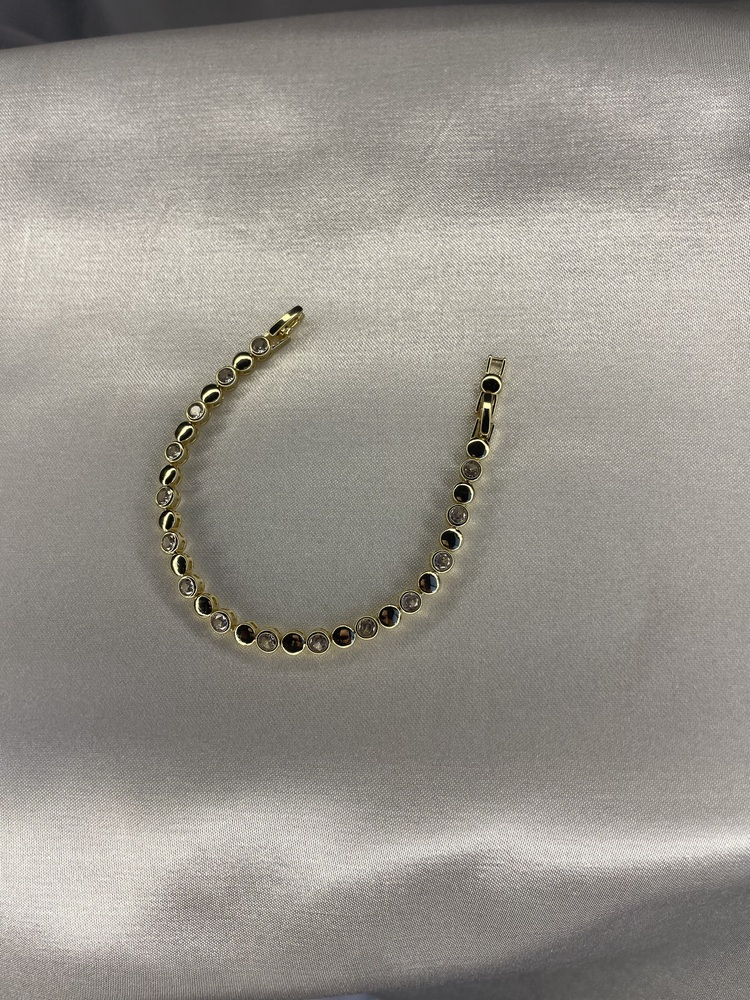 Gold Zirkon Taşlı Ezme Boncuklu Bileklik
