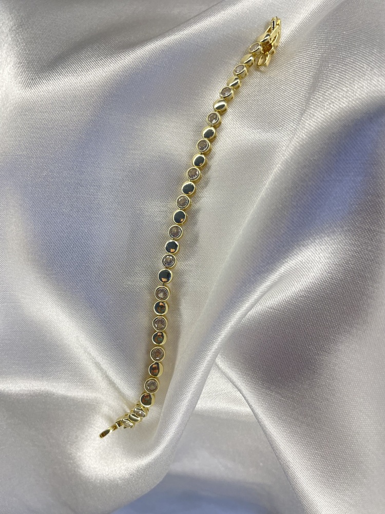 Gold Zirkon Taşlı Ezme Boncuklu Bileklik