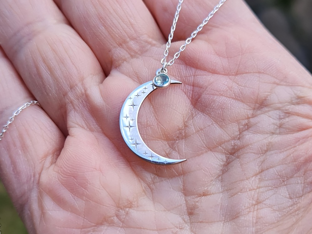 Hilal Burç Taşlı Gümüş Kolye
