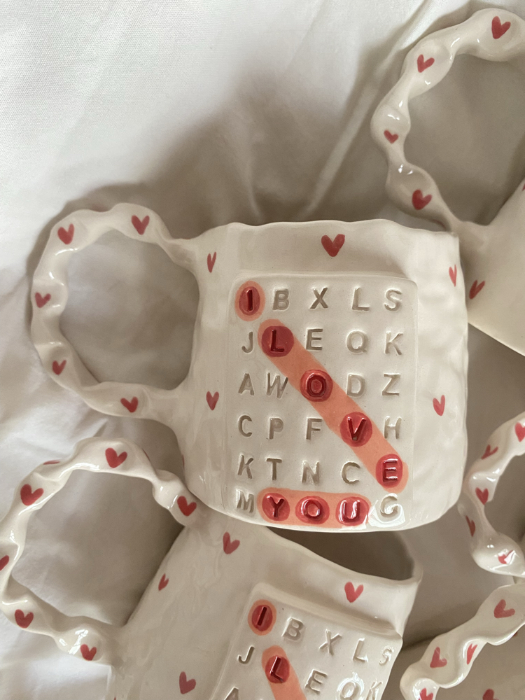 Valentine’s Day “I love you” mug, handmade ceramic mug