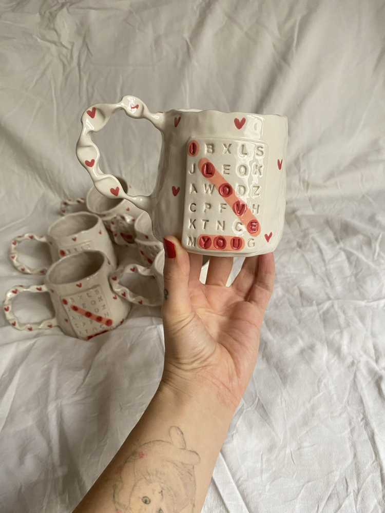 Valentine’s Day “I love you” mug, handmade ceramic mug
