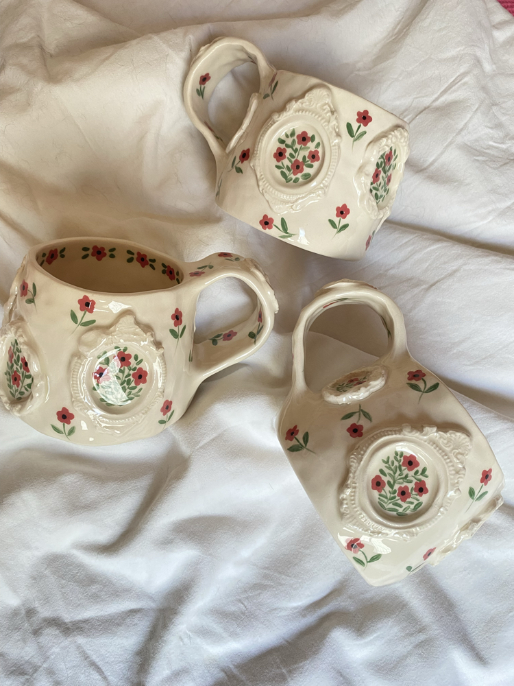 “Vintage romance” handmade mug