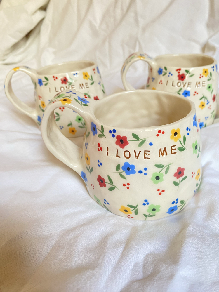 “I LOVE ME” handmade mug