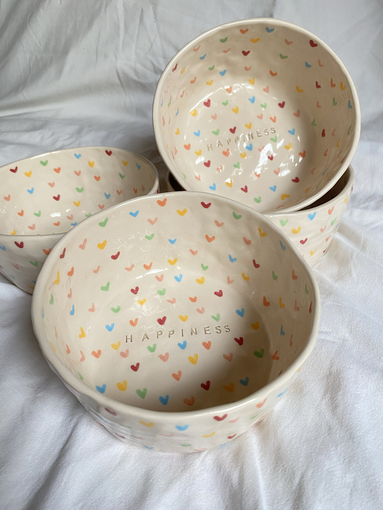 Happiness handmade ceramic bowl