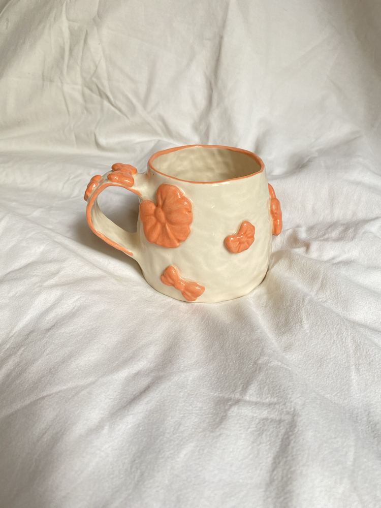 Orange Ribbon Handmade Mug