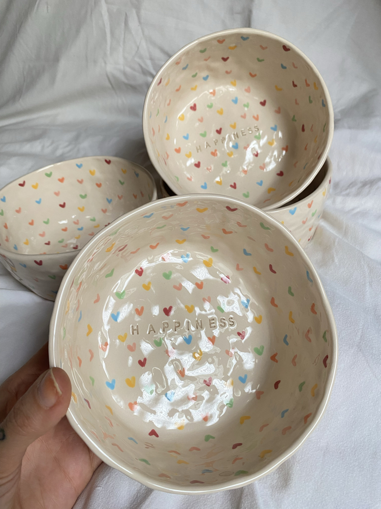 Happiness handmade ceramic bowl