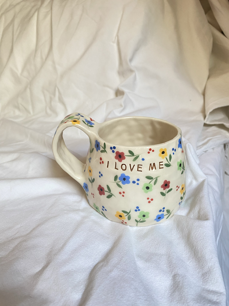 “I LOVE ME” handmade mug