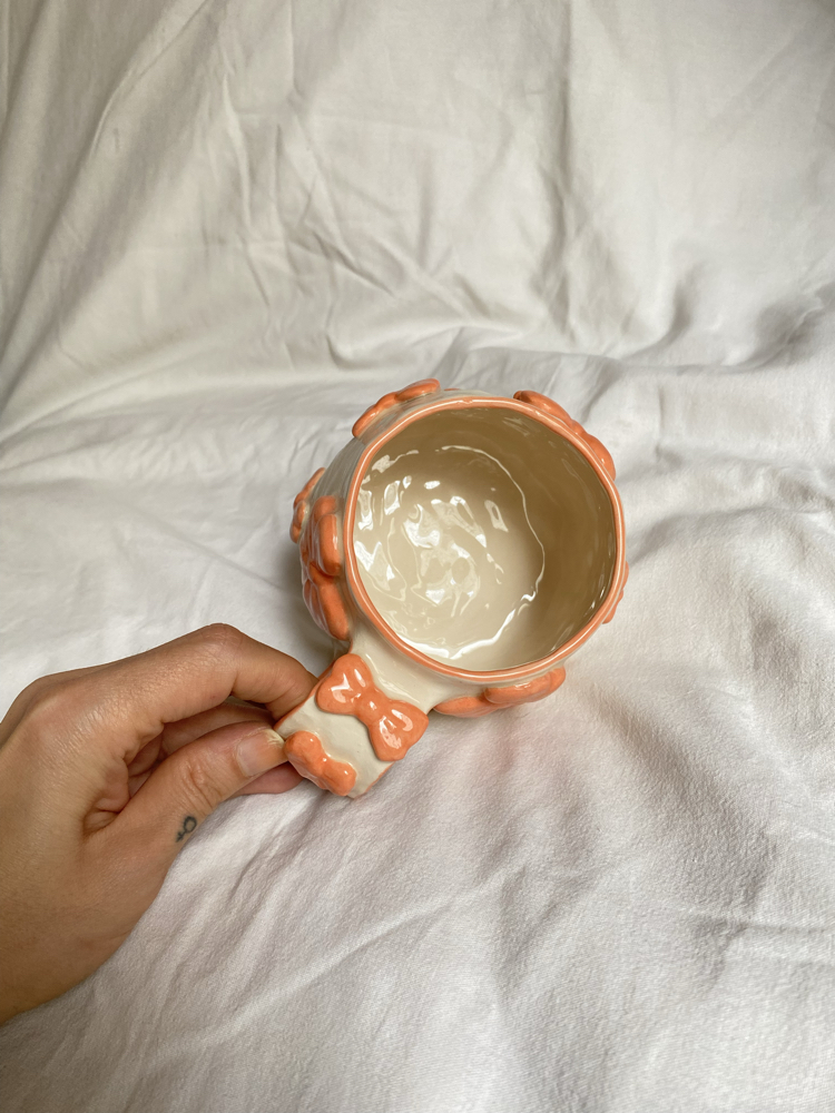 Orange Ribbon Handmade Mug