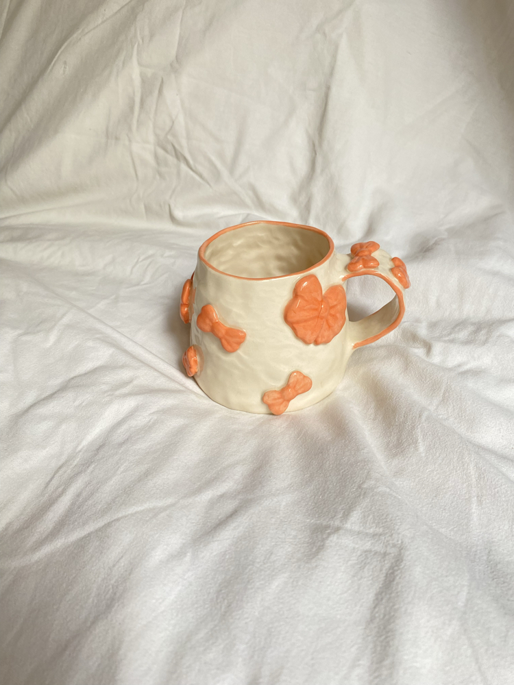 Orange Ribbon Handmade Mug